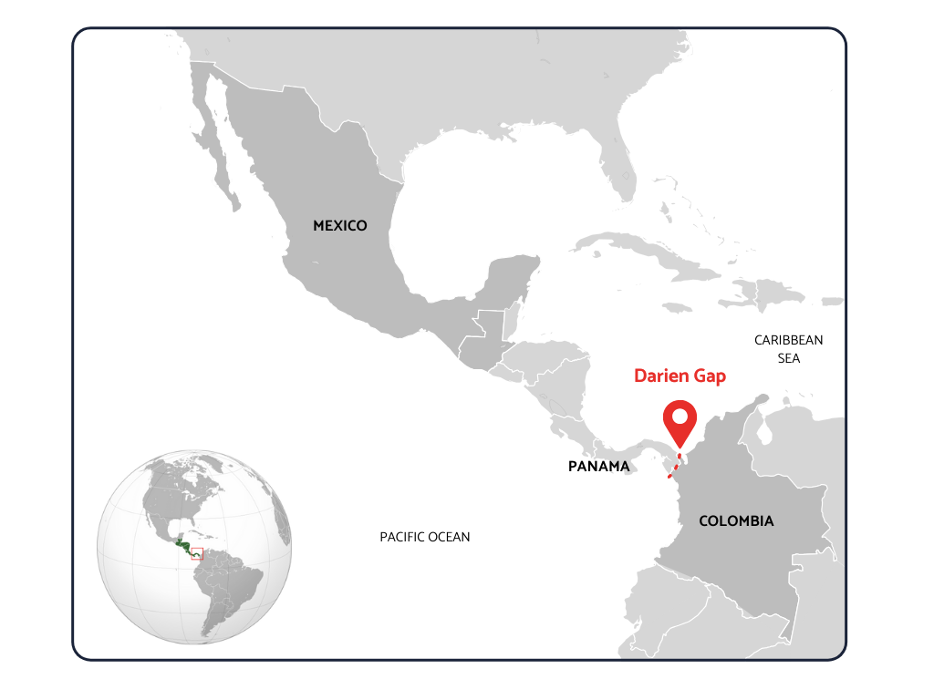Map showing the location of the Darién Map