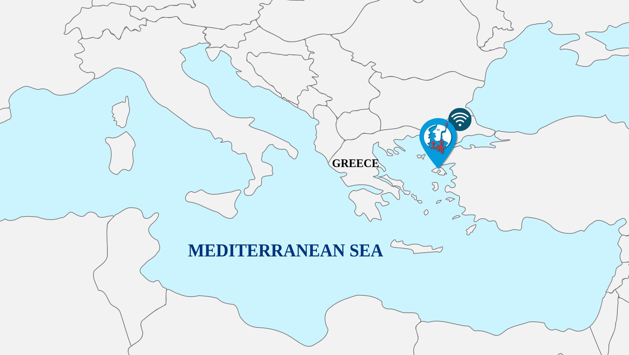 Location of Lesvos in the Mediterranean